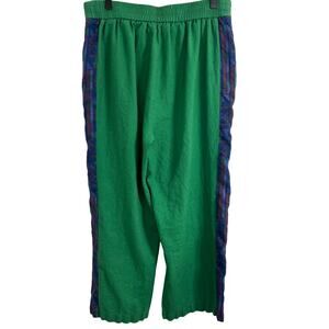 Rachel Zoe Green & Blue Striped Linen High Waist Pants Size Medium